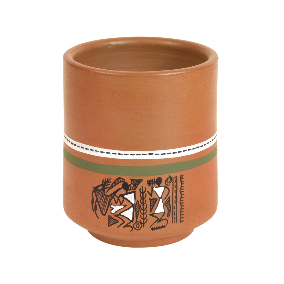 Knosh-C Earthen Mugs with Tribal Motifs (Set of 4)