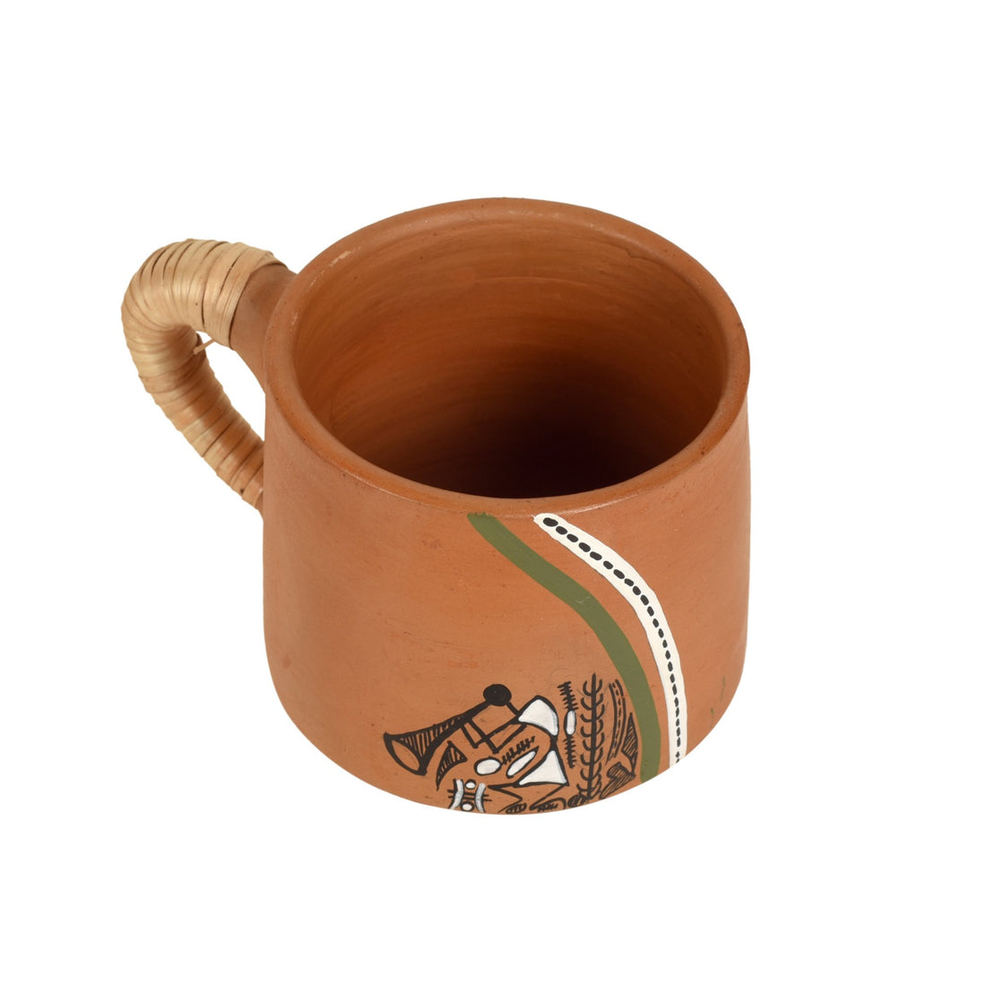 Knosh-J Earthen Cups with Caned Handle (Set of 6)