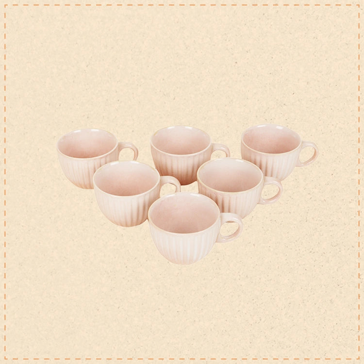 Flamingo Pink Tea Cups Set of 6