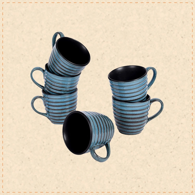 Cup Ceramic Blue (Set of 6) (4x3x3)