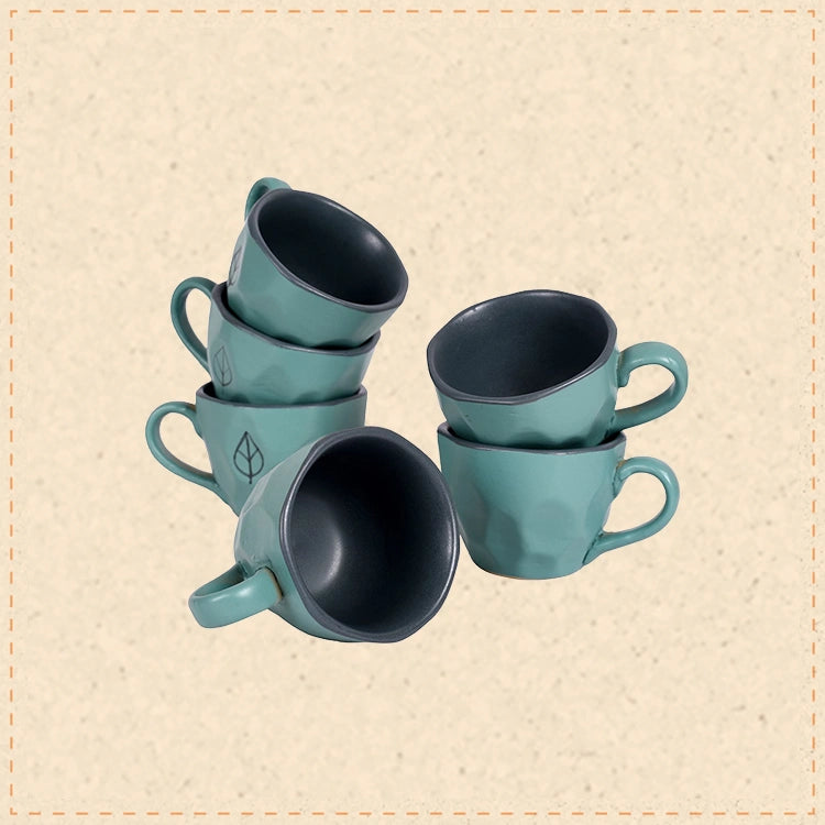 Cup Ceramic Aqua (Set of 6) (4.5x3.2x2.5)