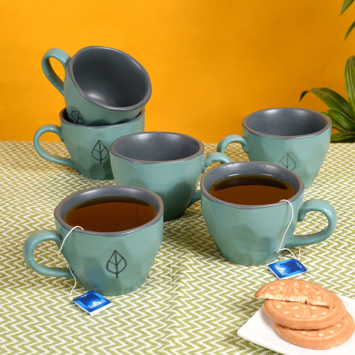 Cup Ceramic Aqua (Set of 6) (4.5x3.2x2.5)