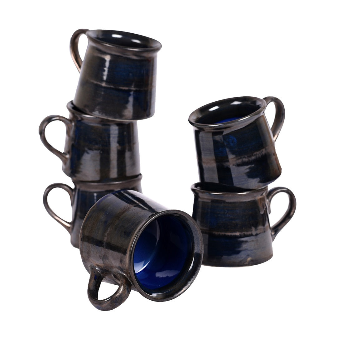 Cup Ceramic Dark Blue (Set of 6) (4x2.7x2.7)