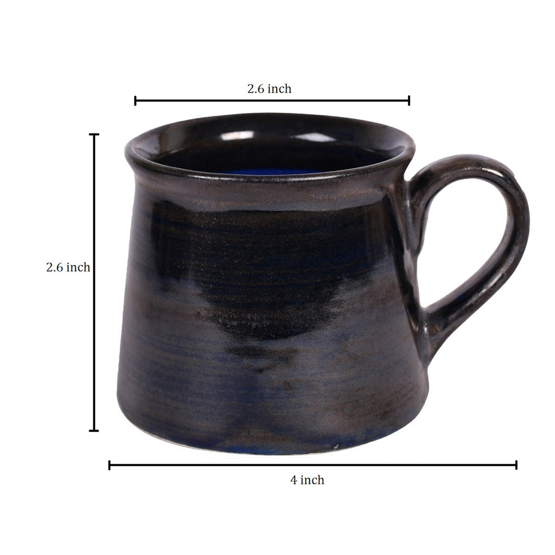 Cup Ceramic Dark Blue (Set of 6) (4x2.7x2.7)