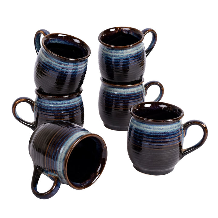 Cup Ceramic Dark Blue (Set of 6) (4x2.6x3.1)