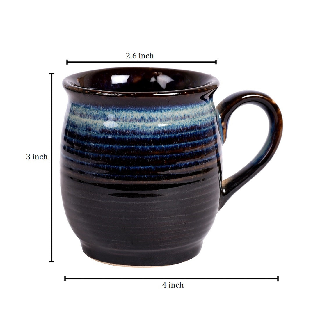 Cup Ceramic Dark Blue (Set of 6) (4x2.6x3.1)