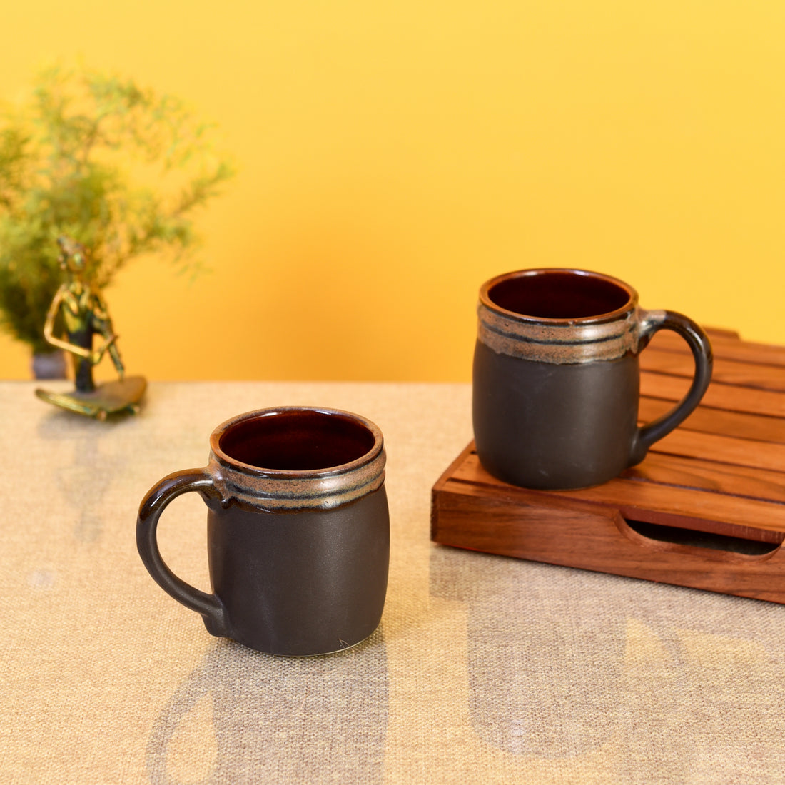 Elemental Brown Tea Cups Set of 2 (4.5x3x4)