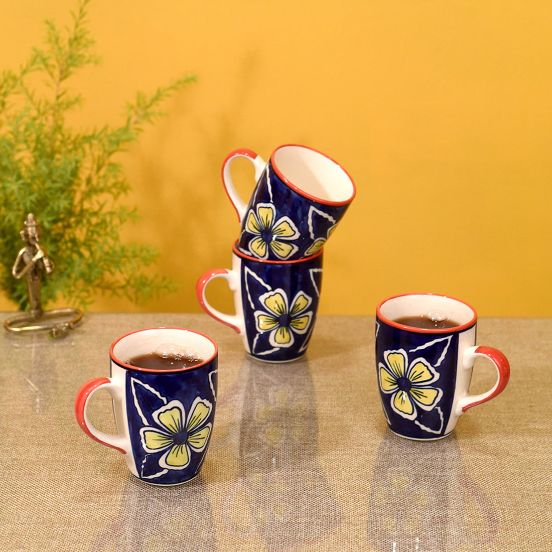 Flowers of Ecstasy Coffee Mugs Set of 4, Azure