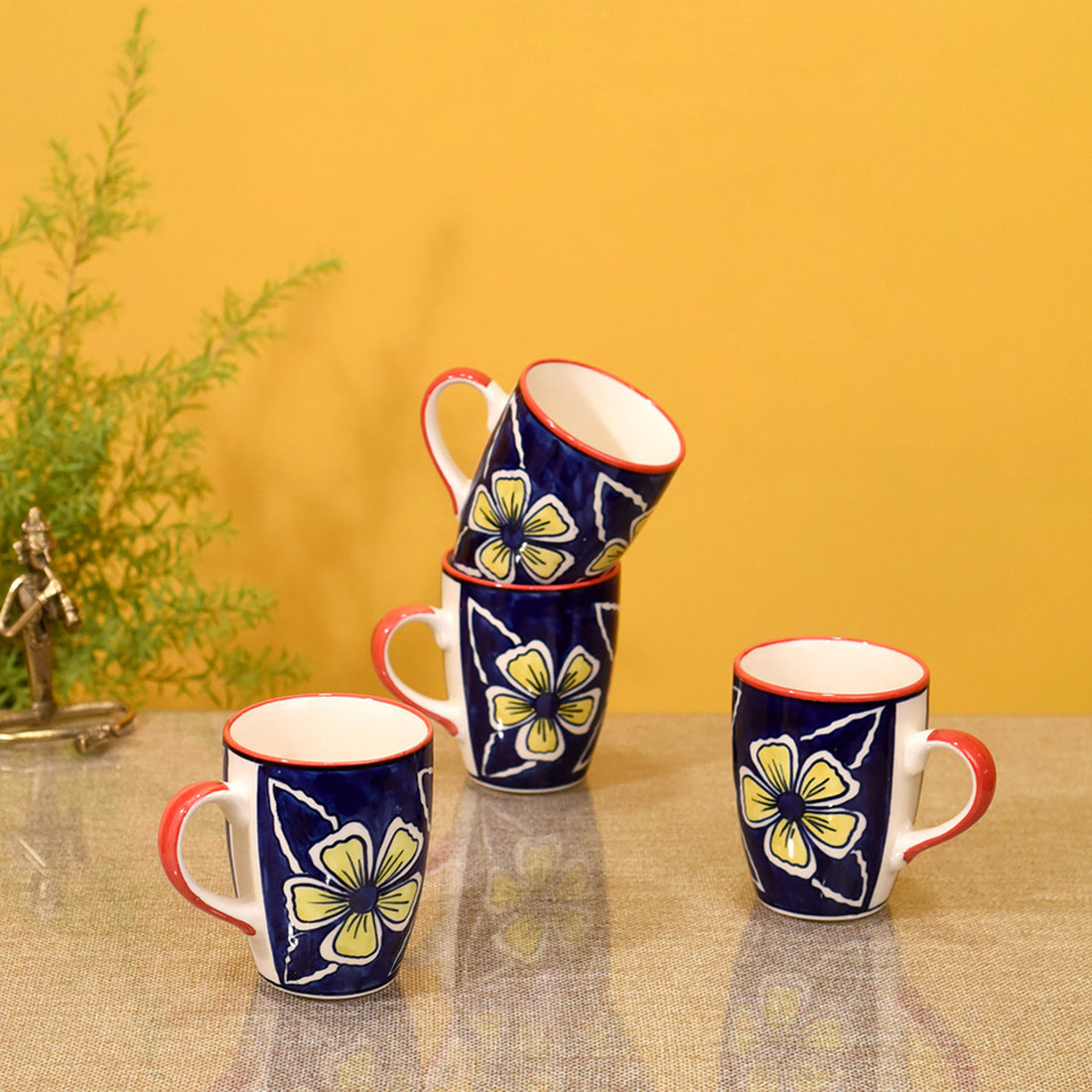 Flowers of Ecstasy Coffee Mugs Set of 4, Azure