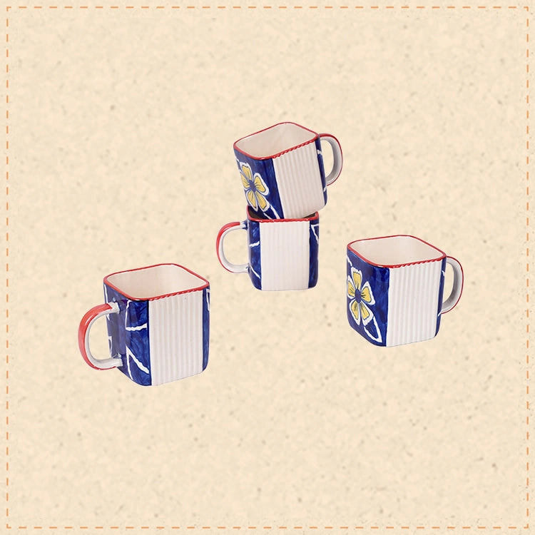 Flowers of Ecstasy Coffee Mugs Set of 4, Azure