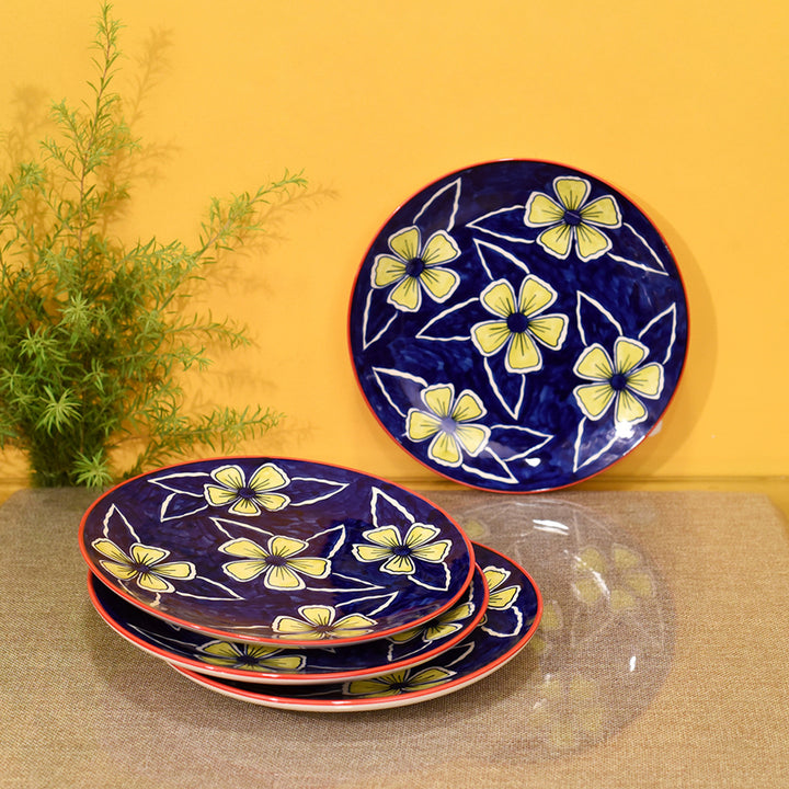 Flowers of Ecstasy Dinner Plates Set of 4, Azure