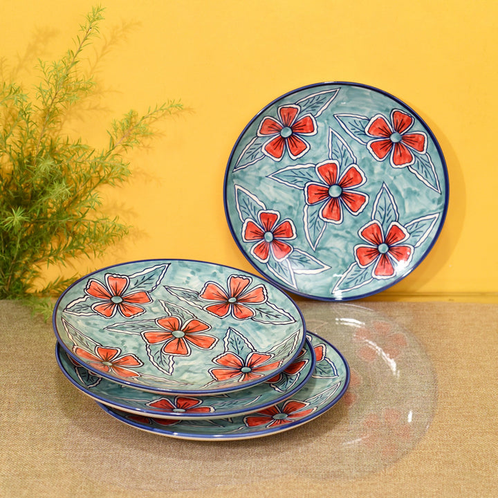 Flowers of Ecstasy Dinner Plates Set of 4, Arctic