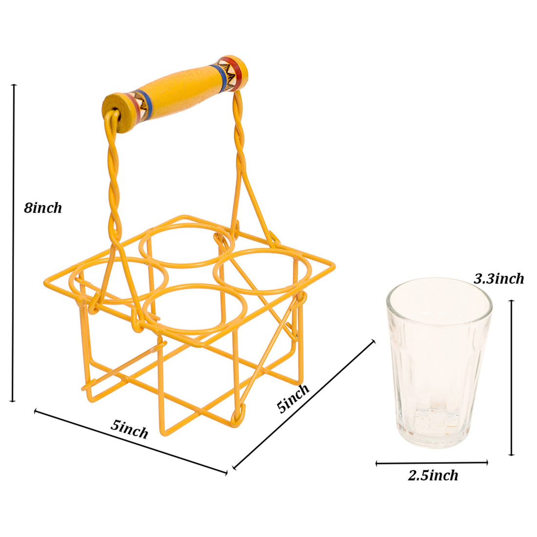 Cutting Chai (SO4) in Yellow Handpainted Metal Stand (5x5x8)