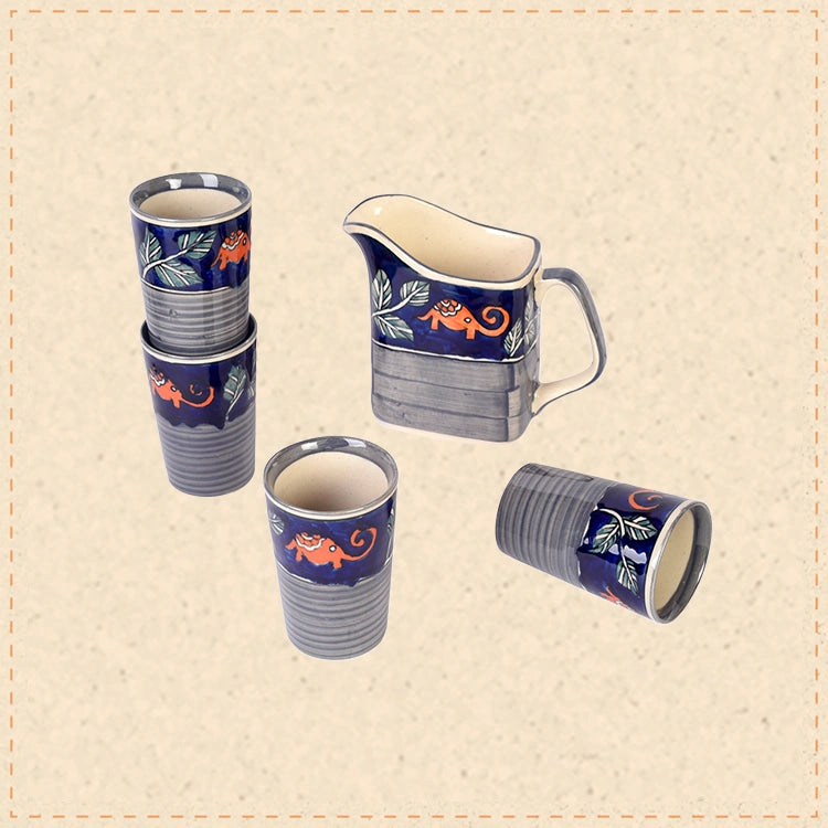 Morning Tuskers Drinking Glasses and Pitcher S05