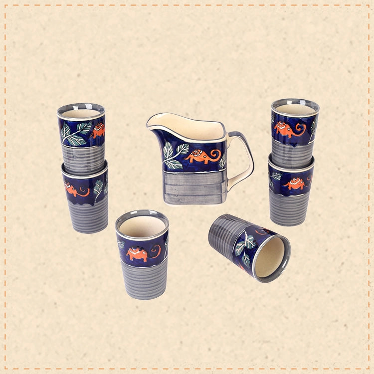 Morning Tuskers Drinking Glasses and Pitcher S07
