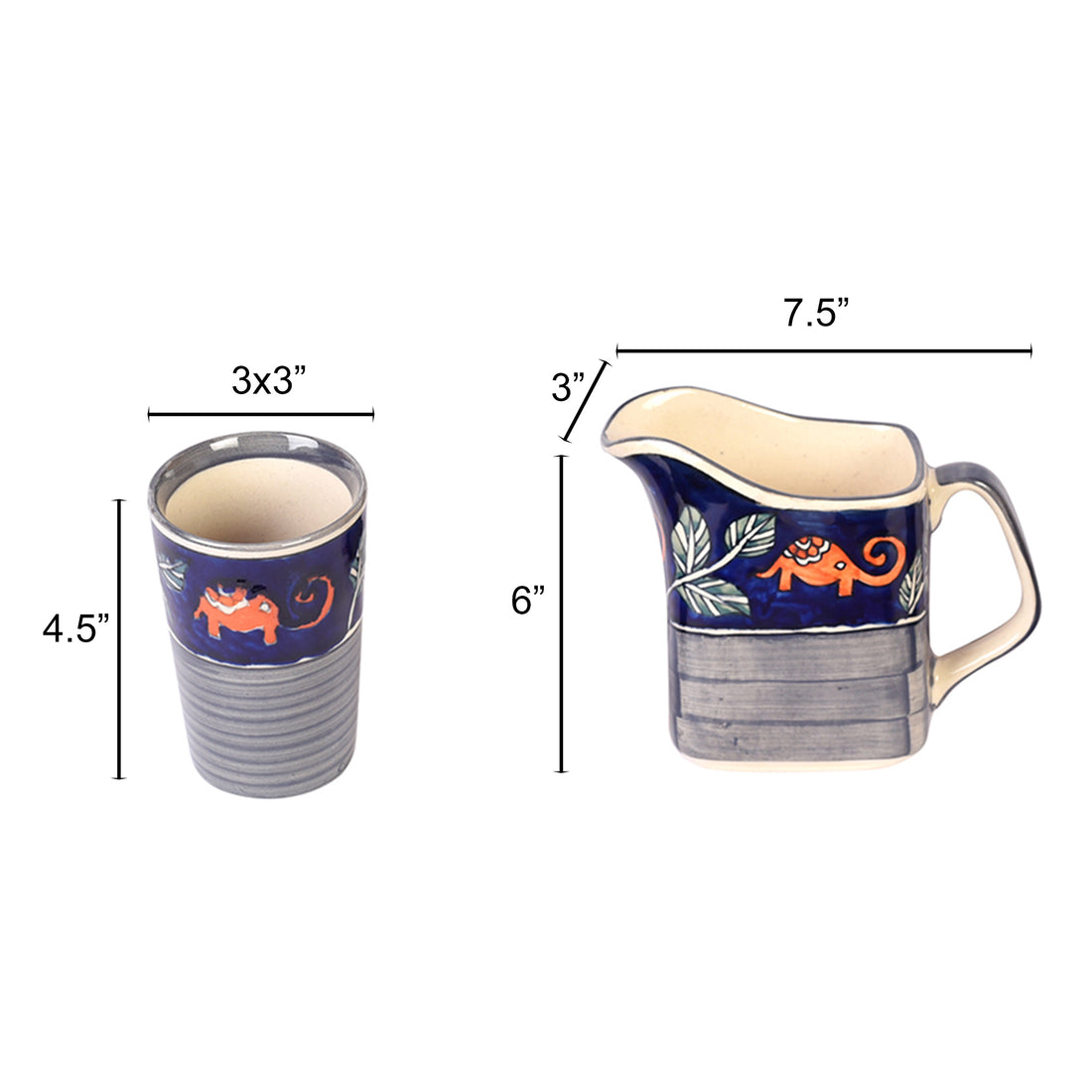 Morning Tuskers Drinking Glasses and Pitcher S07