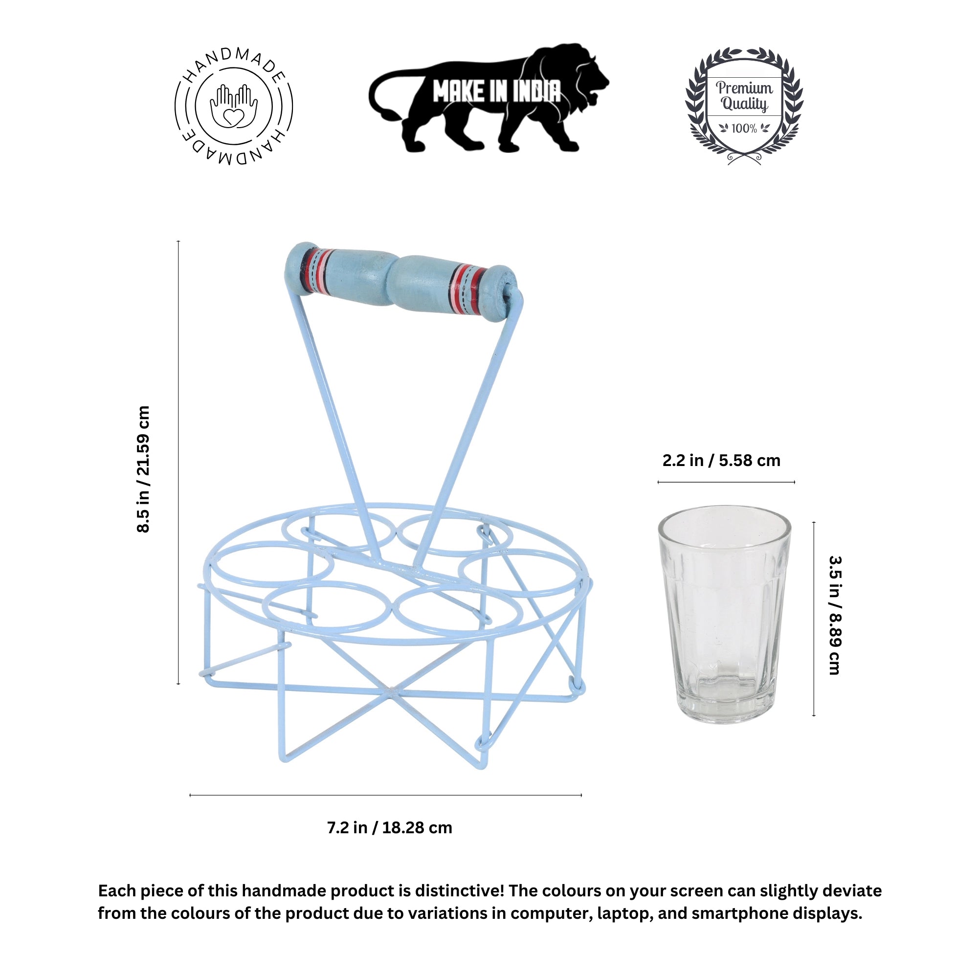 Cutting chai in sky blue SET OF 6 (7.2x7.2x8.5)