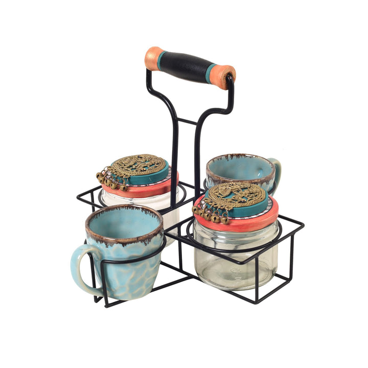 Elegance Duo Cup & Snack Jar Set with Iron Tray