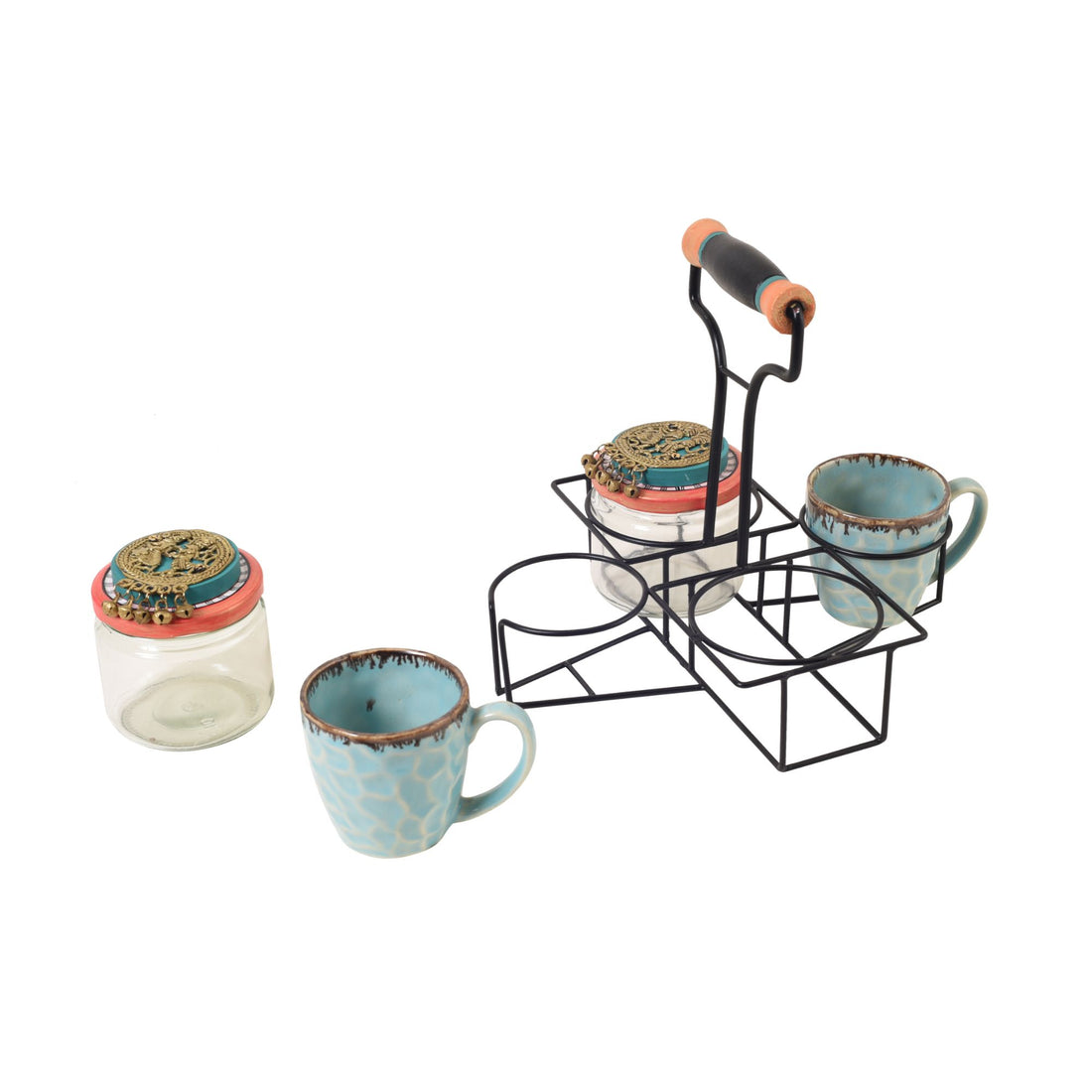 Elegance Duo Cup & Snack Jar Set with Iron Tray