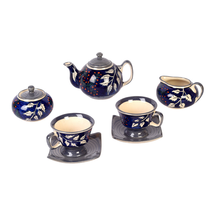 Blooming Leaves Tea Set w/Cups, Saucer & Creamer