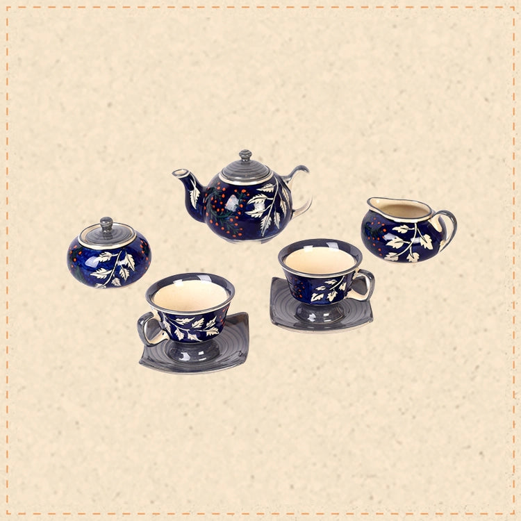 Blooming Leaves Tea Set w/Cups, Saucer & Creamer