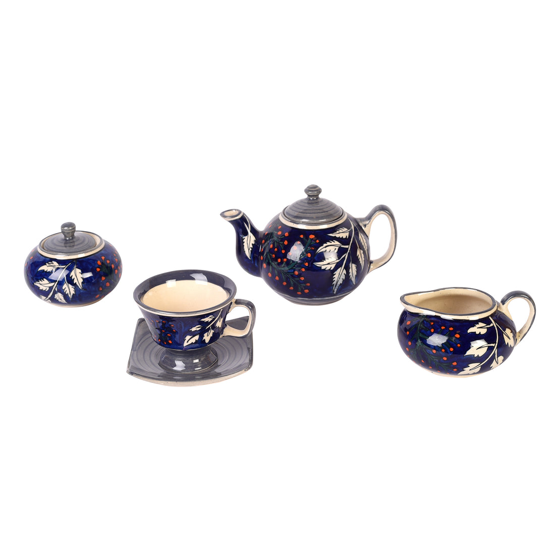 Blooming Leaves Tea Set w/Cups, Saucer & Creamer