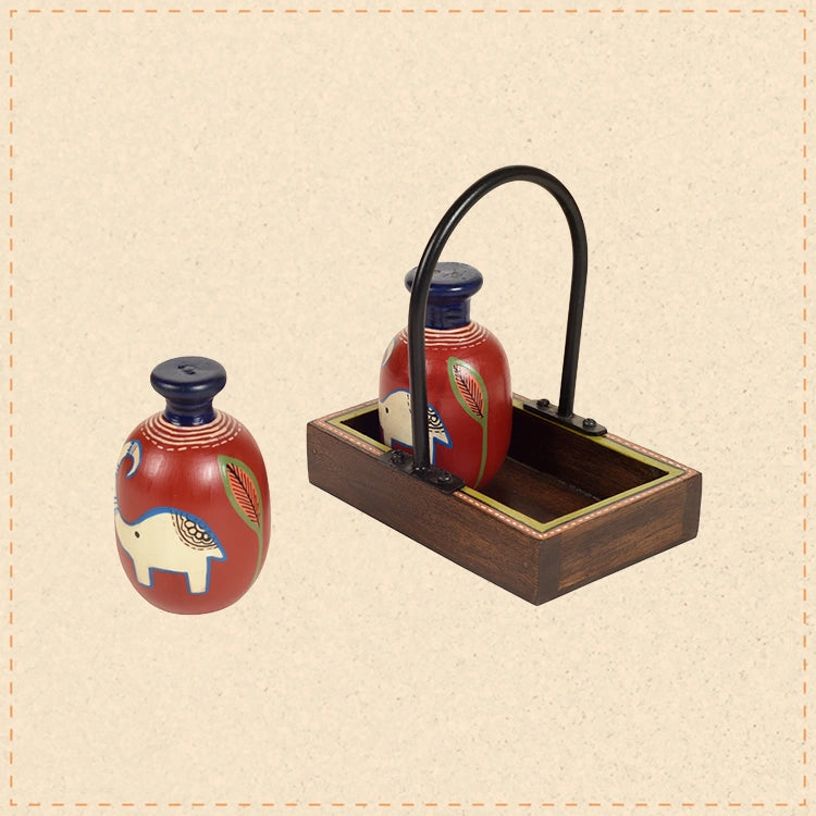 Happy Elephant Salt n Pepper Shaker in Tray