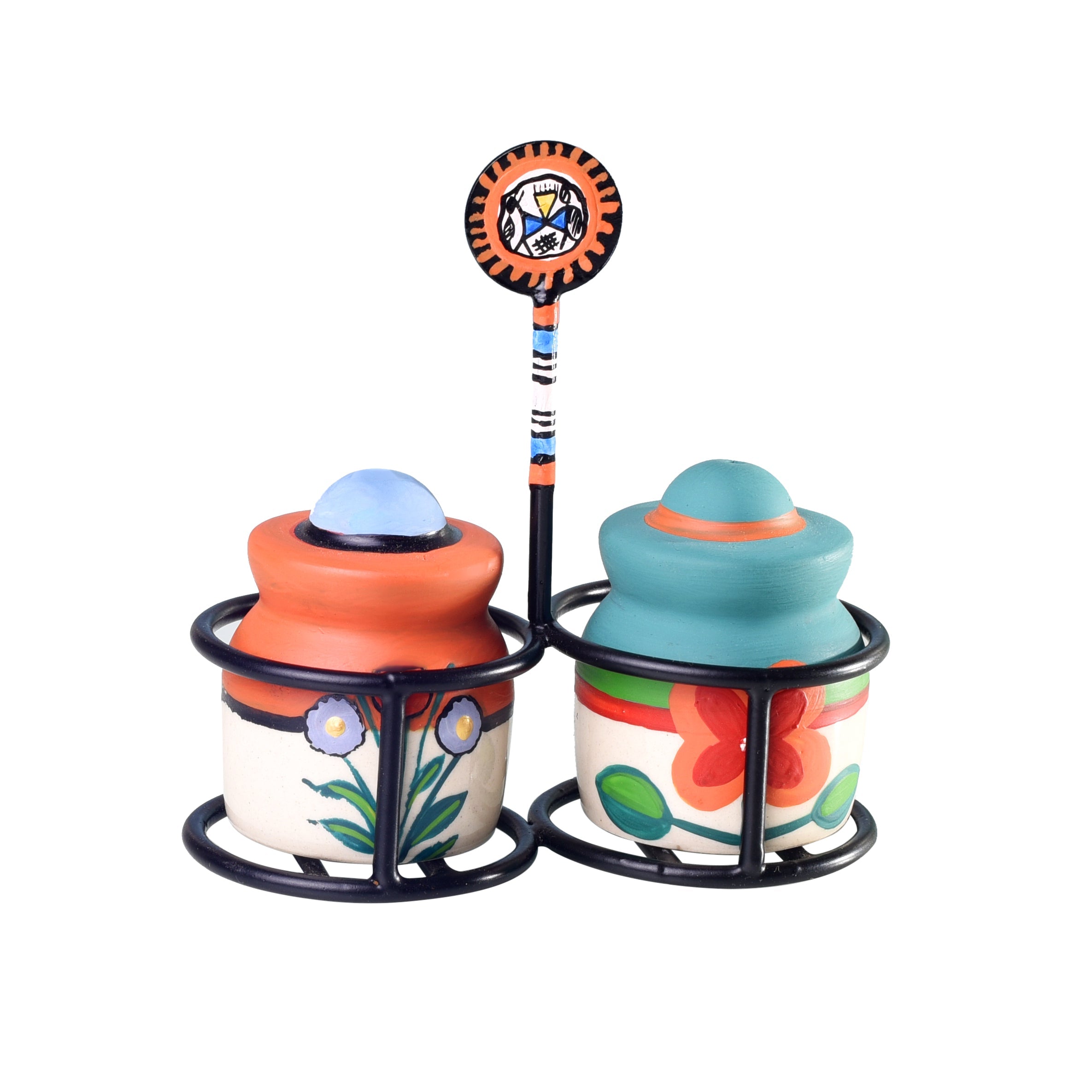 Inu-Minu Salt & Pepper in a beautiful handpainted stand