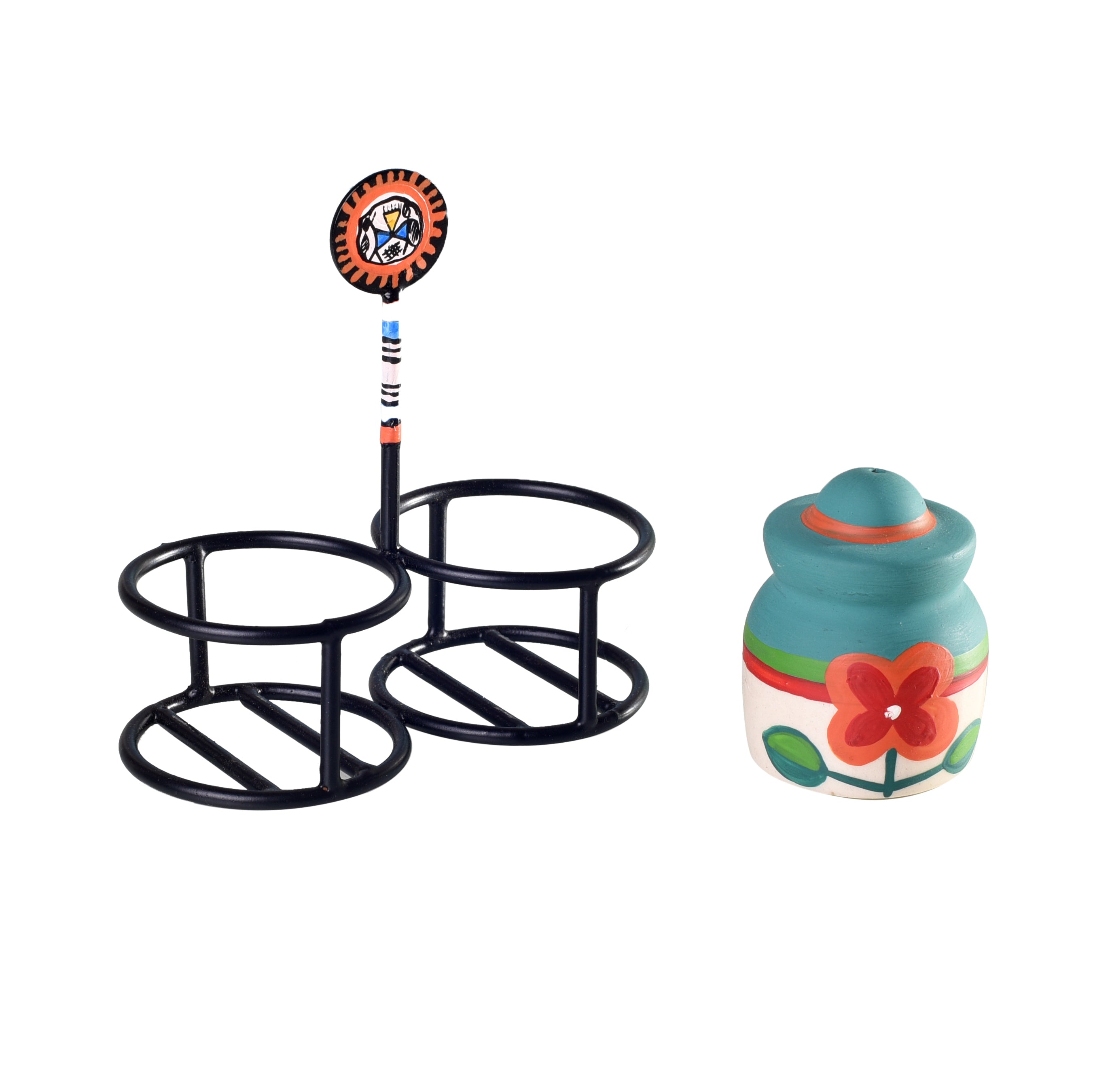 Inu-Minu Salt & Pepper in a beautiful handpainted stand