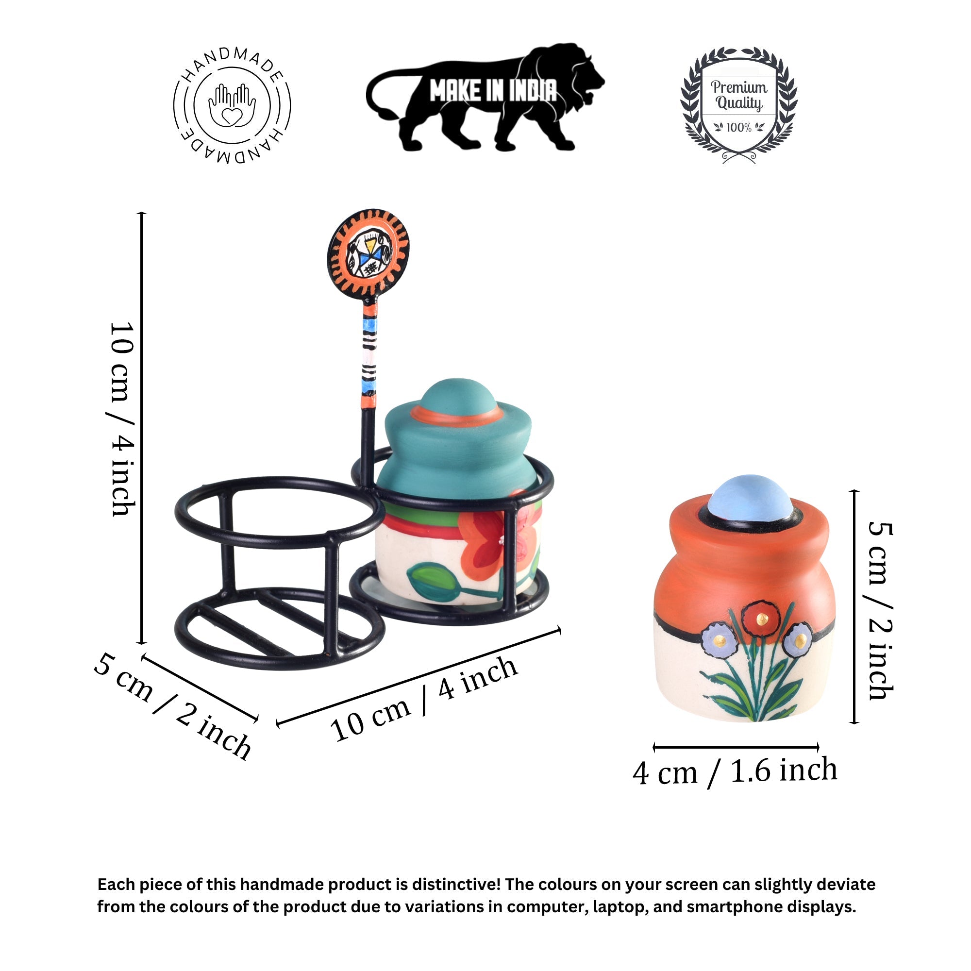 Inu-Minu Salt & Pepper in a beautiful handpainted stand