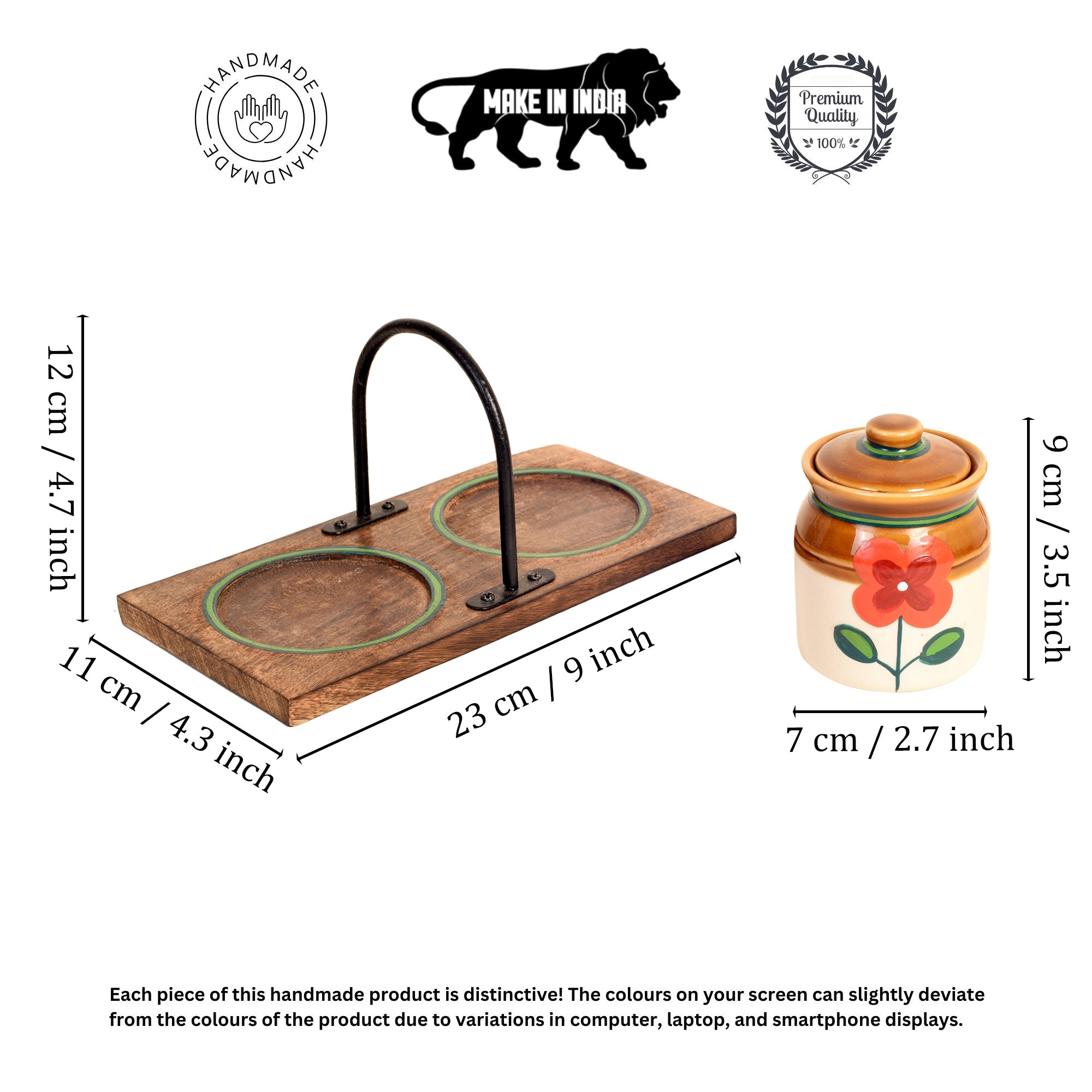 Achaari Baa-2 Ceramic Jaars Pickle set with sleek balck stand- Set of 2 with stand
