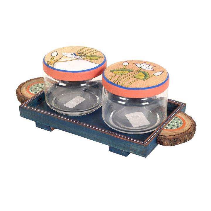 Pichhwai Leela Snacks Sotrage Jars and Tray