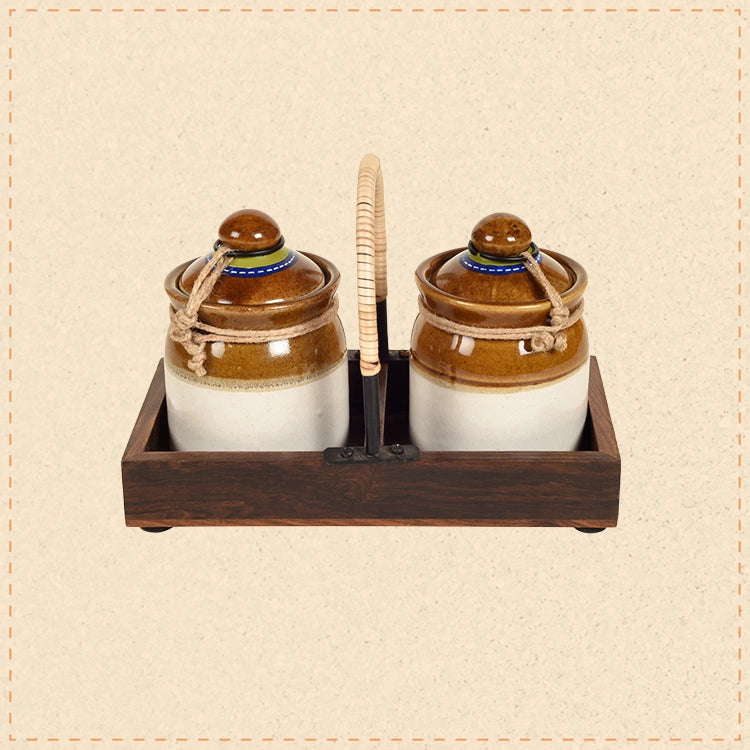 Chatore Barni Set with Cane embellished Tray