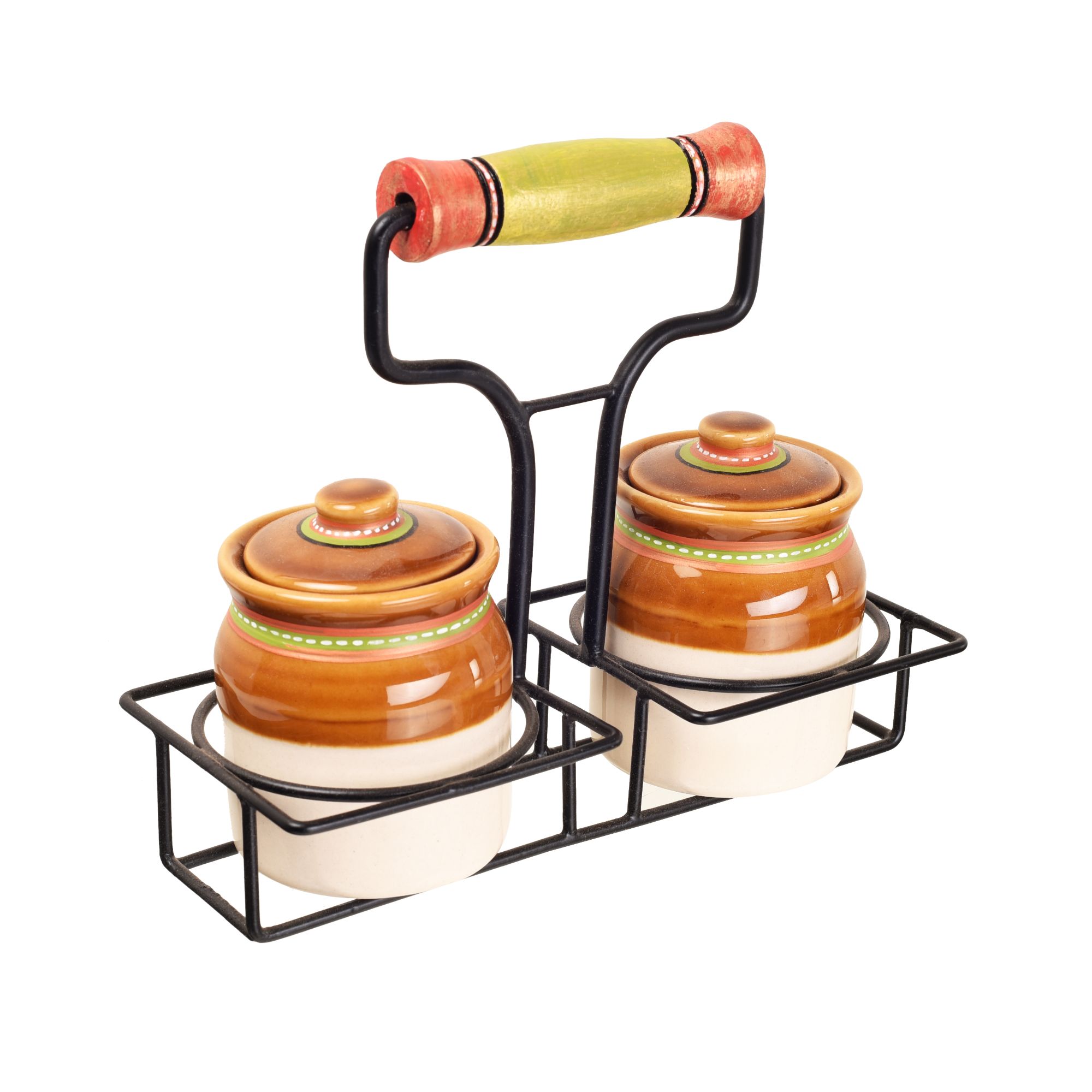 Dual Elegance Ceramic Barni with Metal Stand