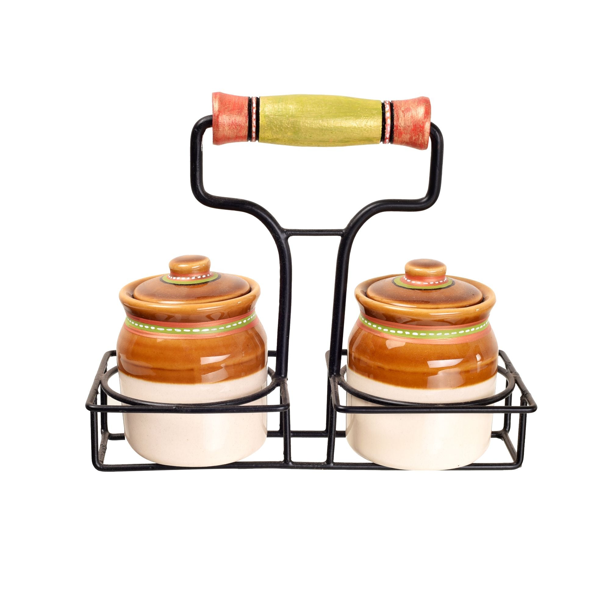 Dual Elegance Ceramic Barni with Metal Stand