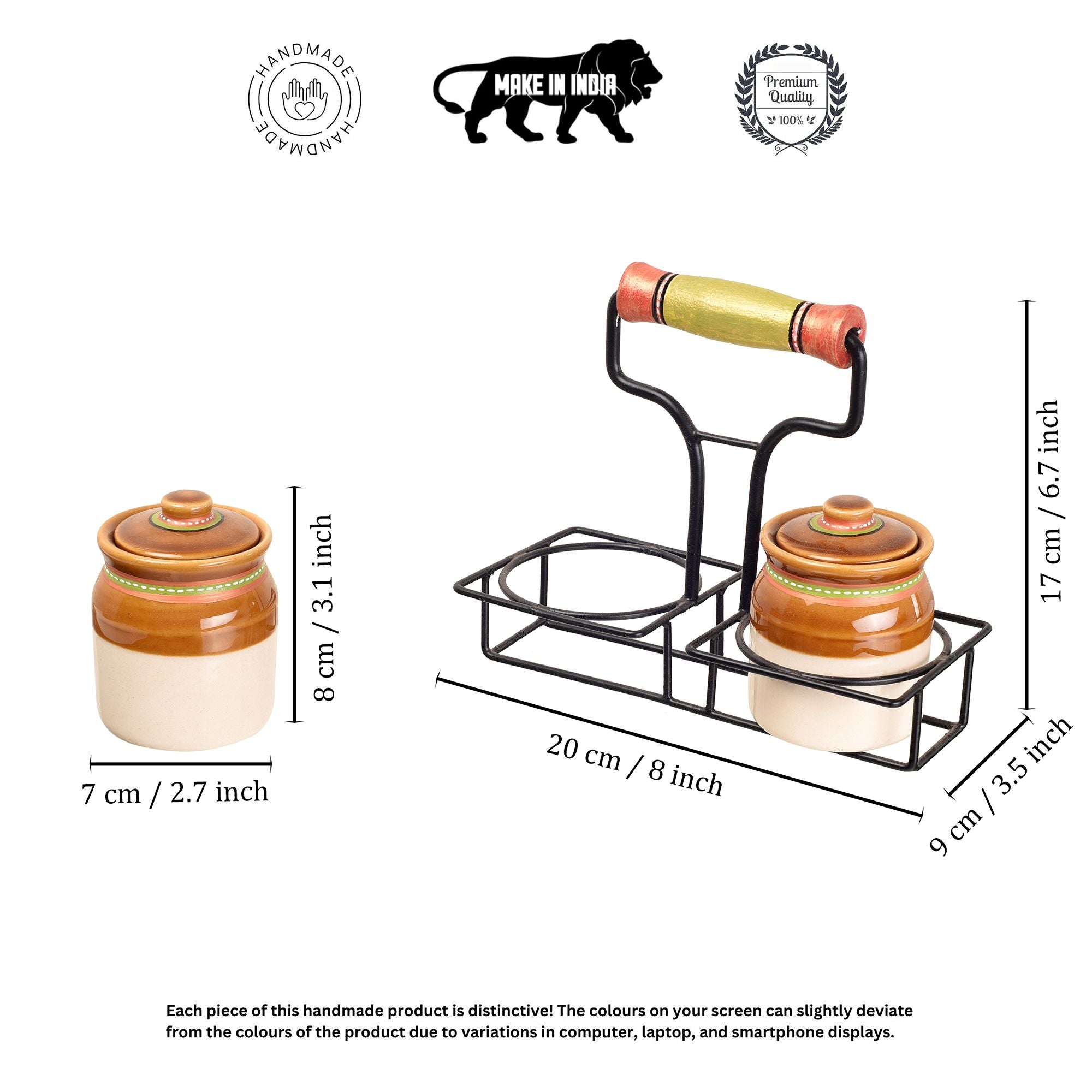 Dual Elegance Ceramic Barni with Metal Stand