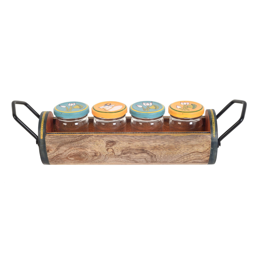 Pichhwai Art Pickle Serving Jars and Tray