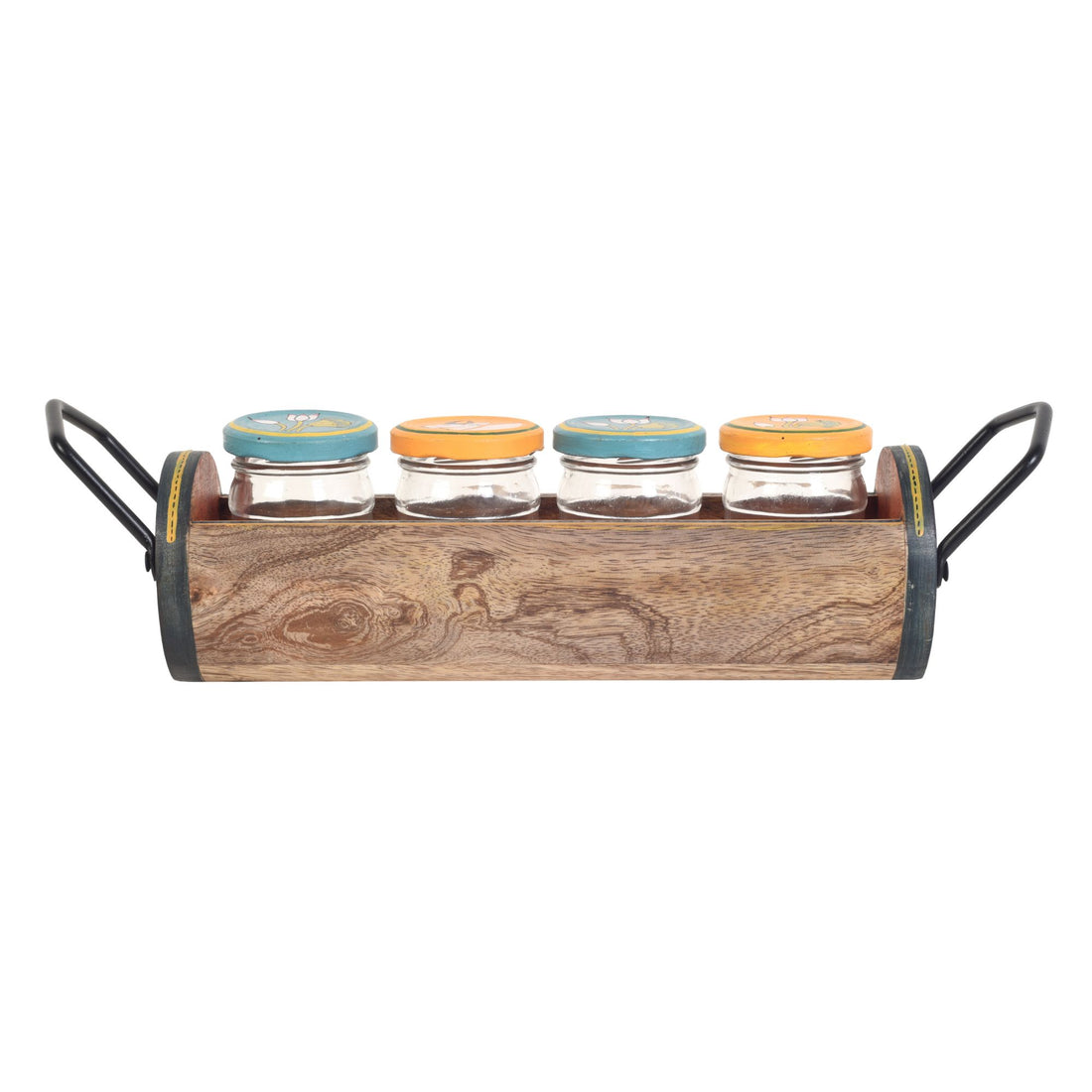 Pichhwai Art Pickle Serving Jars and Tray