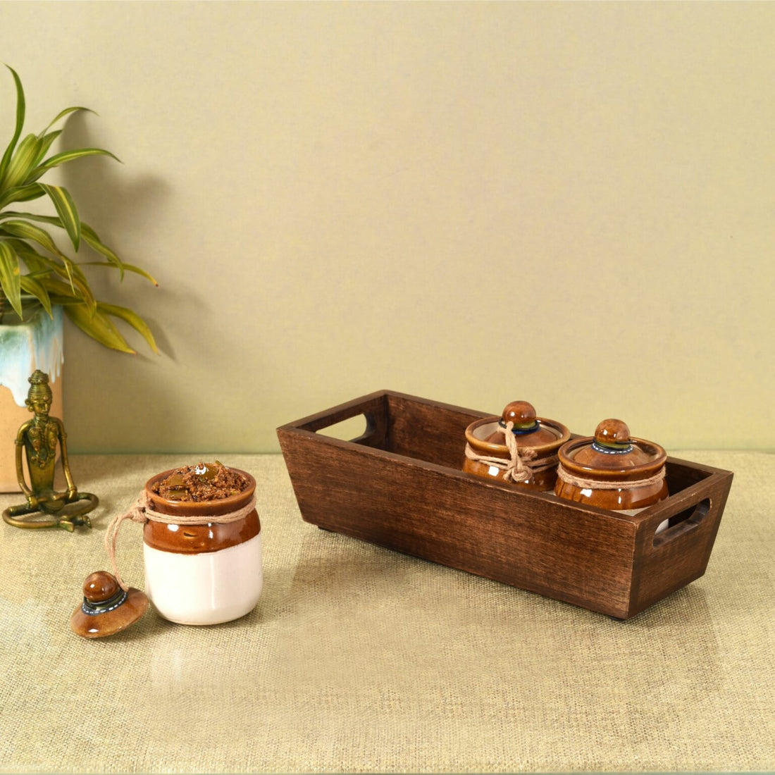 Achaar Tray with Three Barnies (11.5x4.6x4.5)