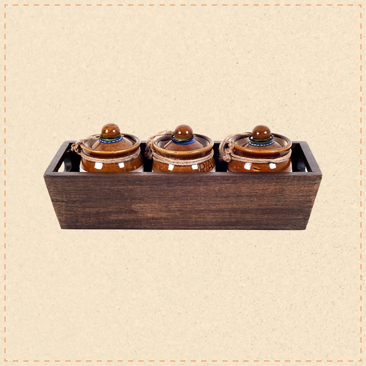 Achaar Tray with Three Barnies (11.5x4.6x4.5)