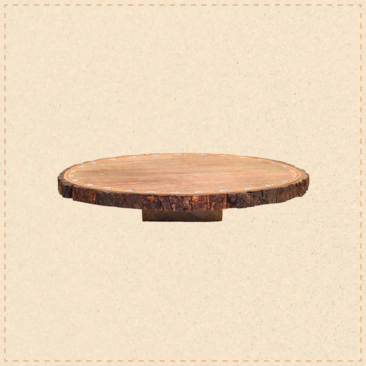 Rustic Wooden Cake Stand, Natural Log Slice Platter for Serving, Decor and Gifting