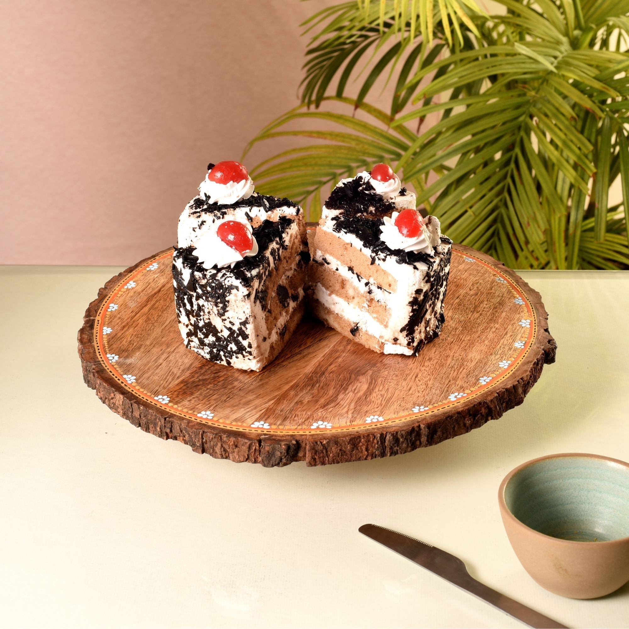 Rustic Wooden Cake Stand, Natural Log Slice Platter for Serving, Decor and Gifting