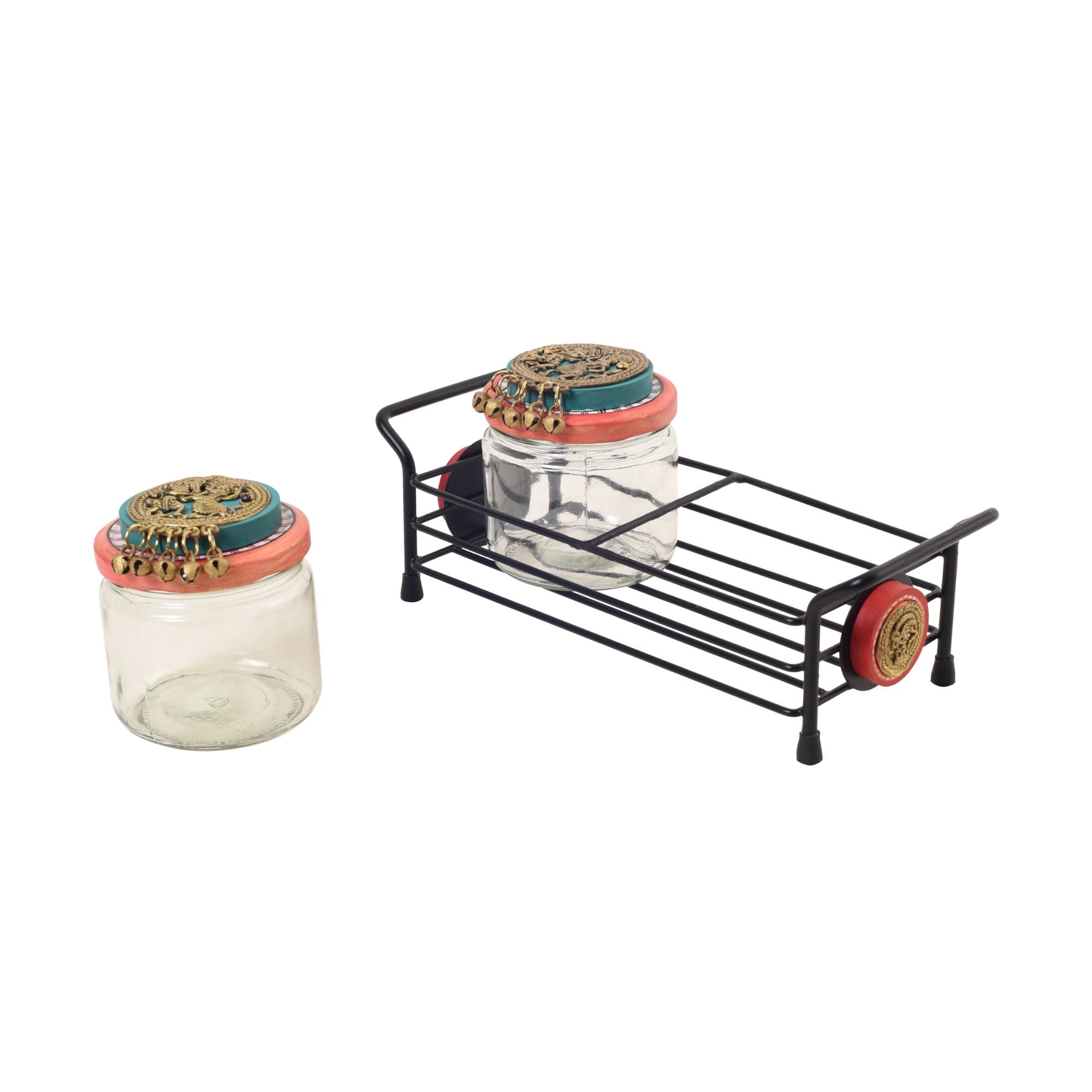 Sleek Metal Tray & Duo Jars Set