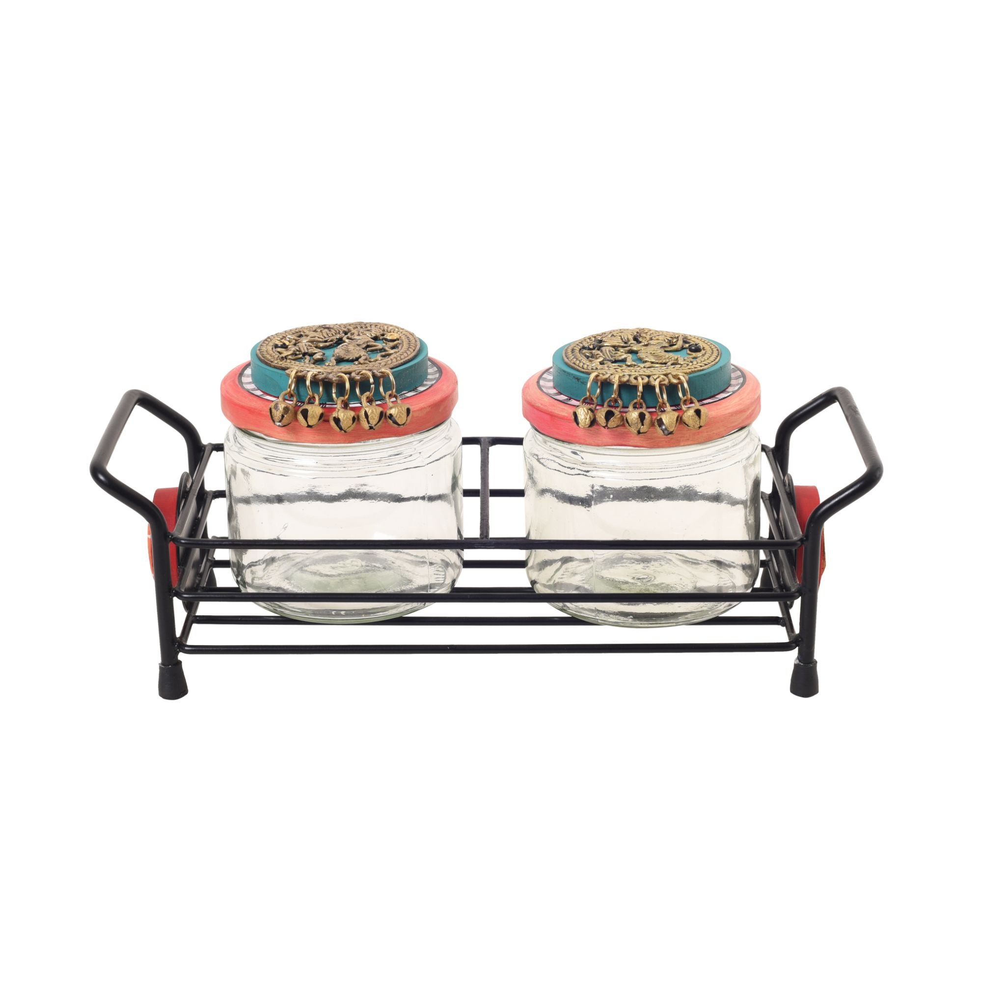 Sleek Metal Tray & Duo Jars Set