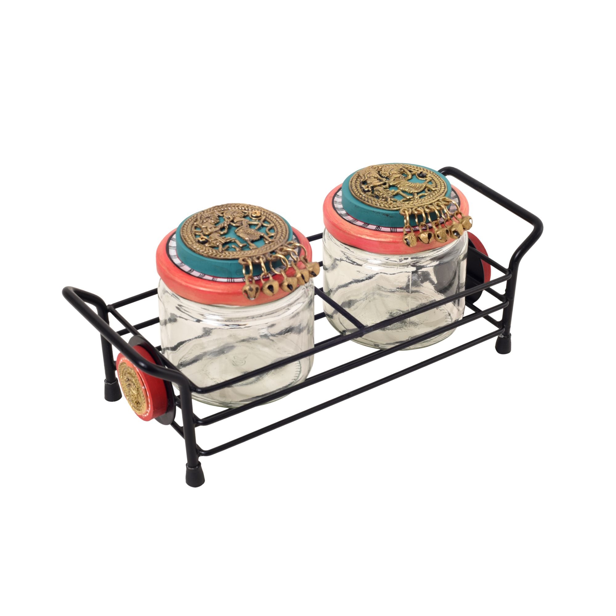 Sleek Metal Tray & Duo Jars Set