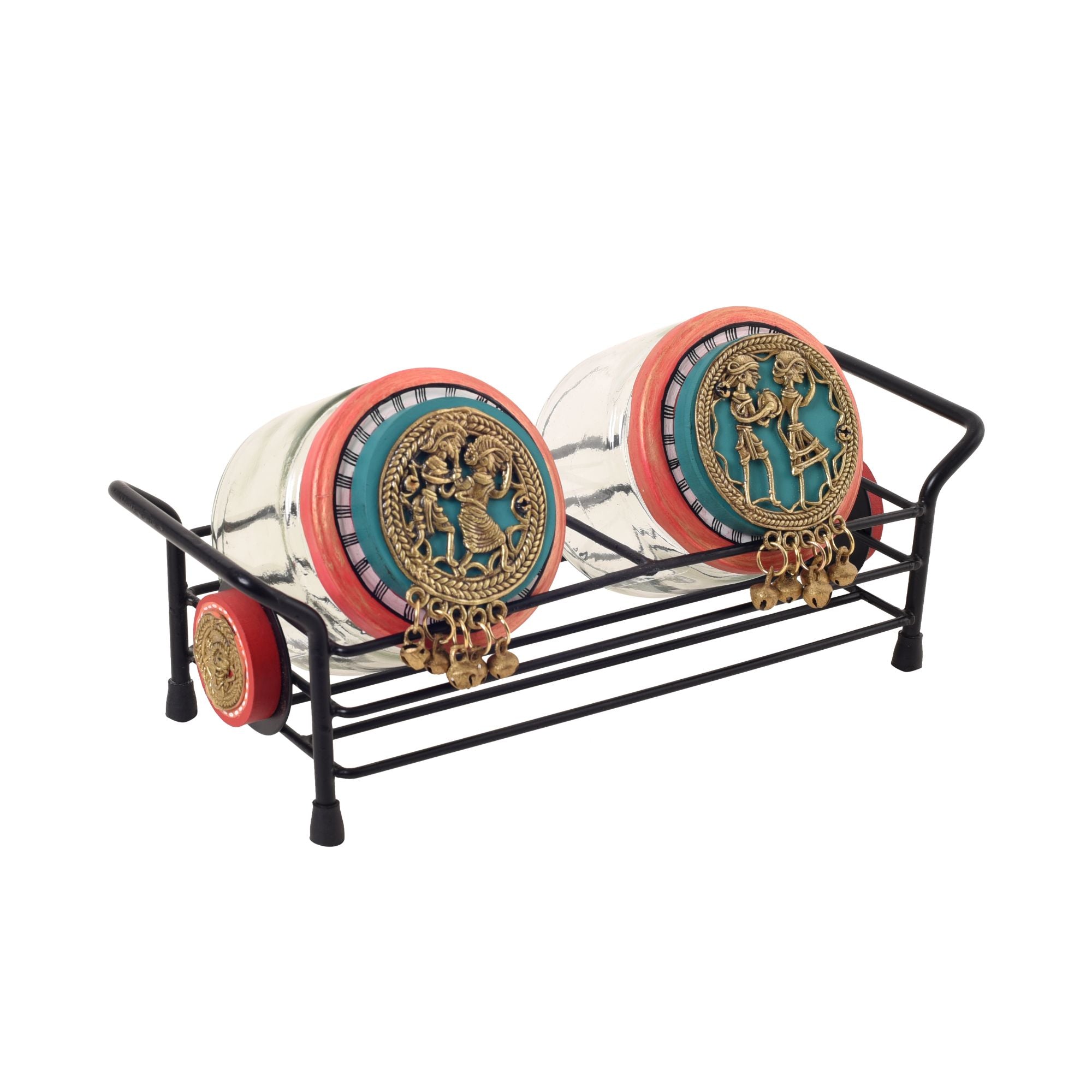 Sleek Metal Tray & Duo Jars Set