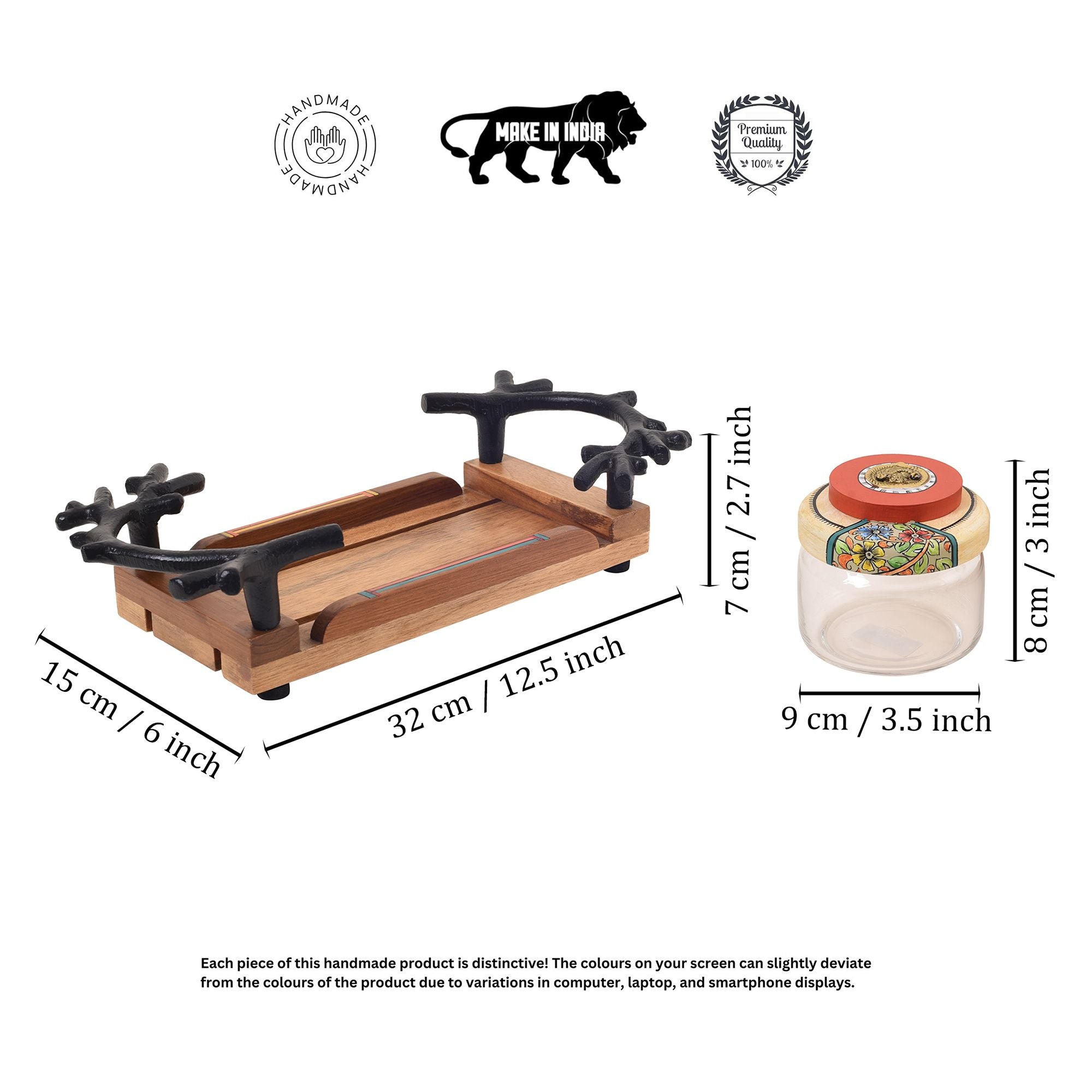 Leaf-Luxe Tray with Duo Jars