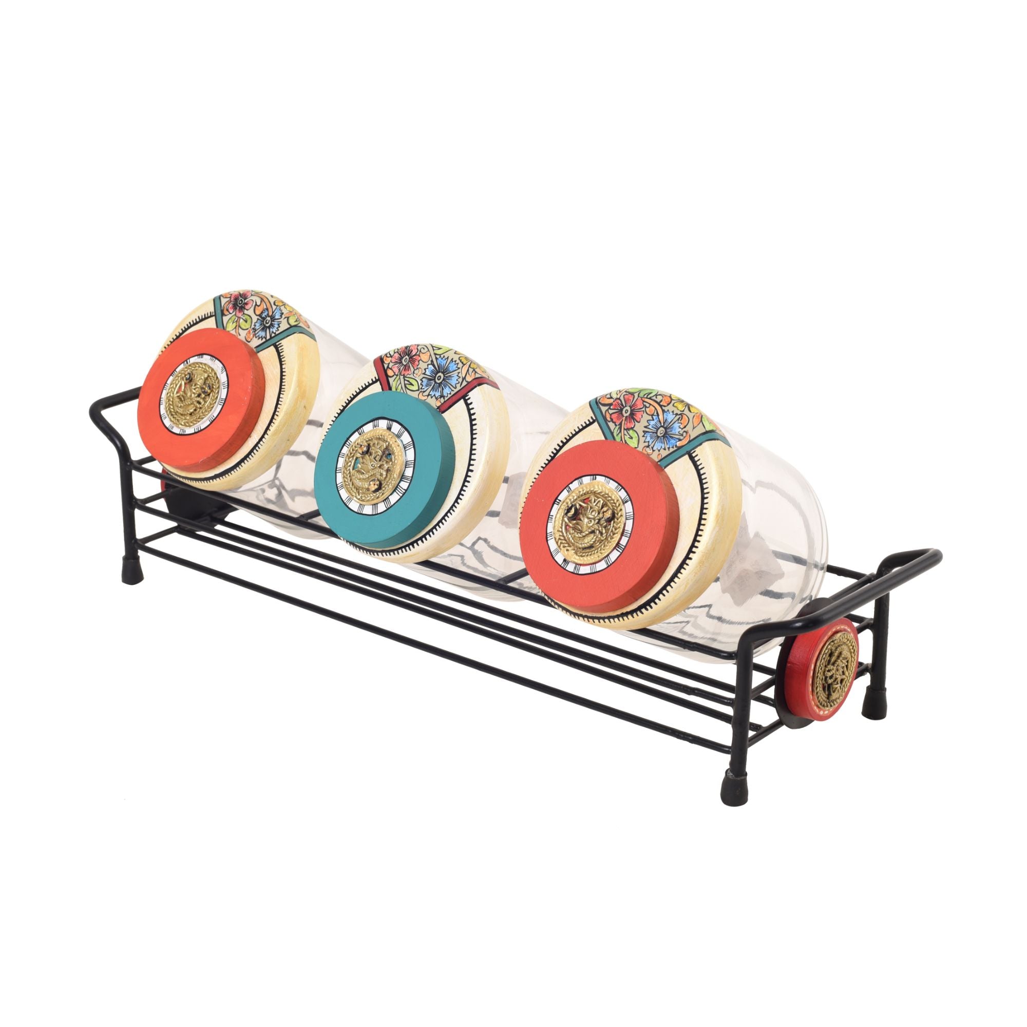 Sleek Metal Tray & Trio Jars Set