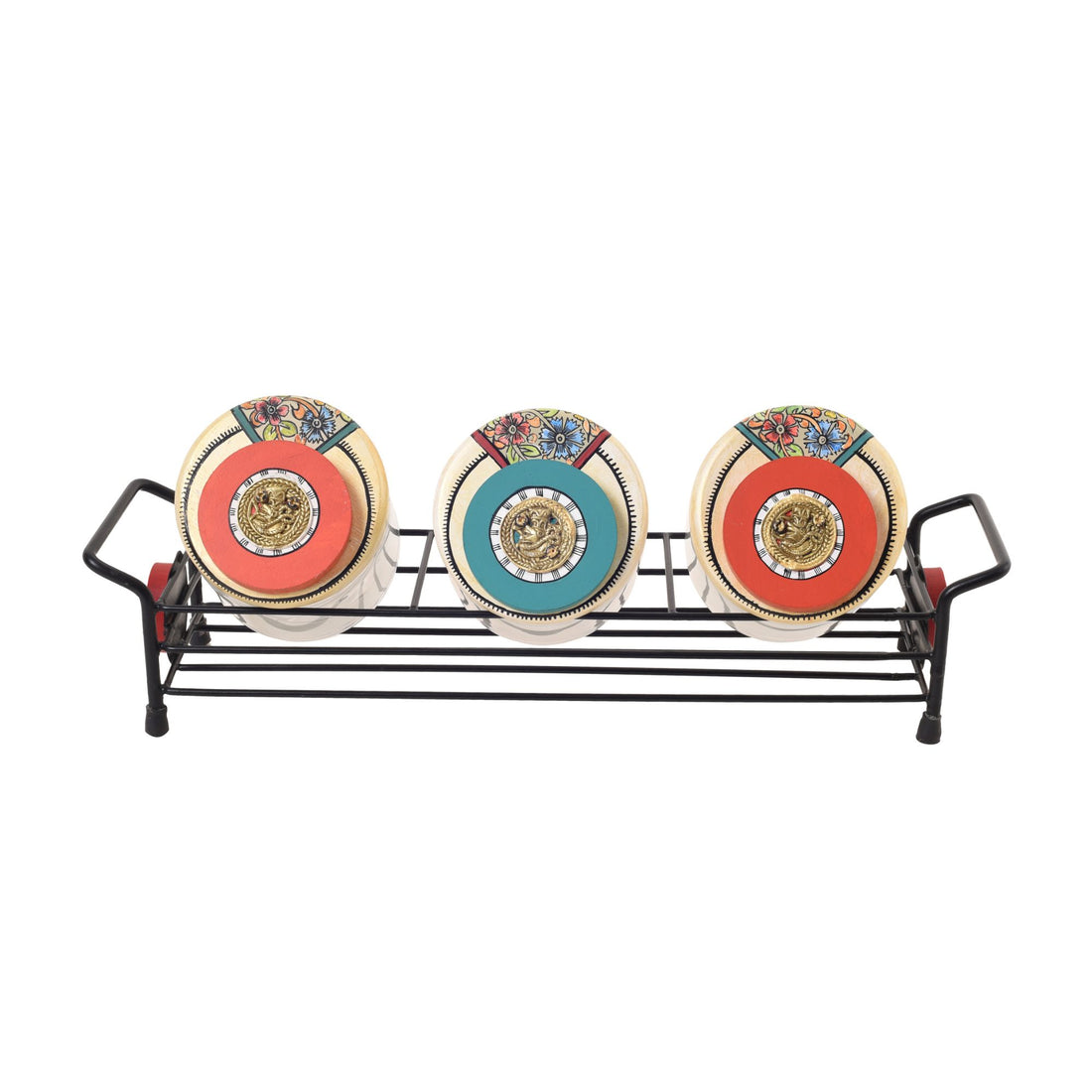Sleek Metal Tray & Trio Jars Set