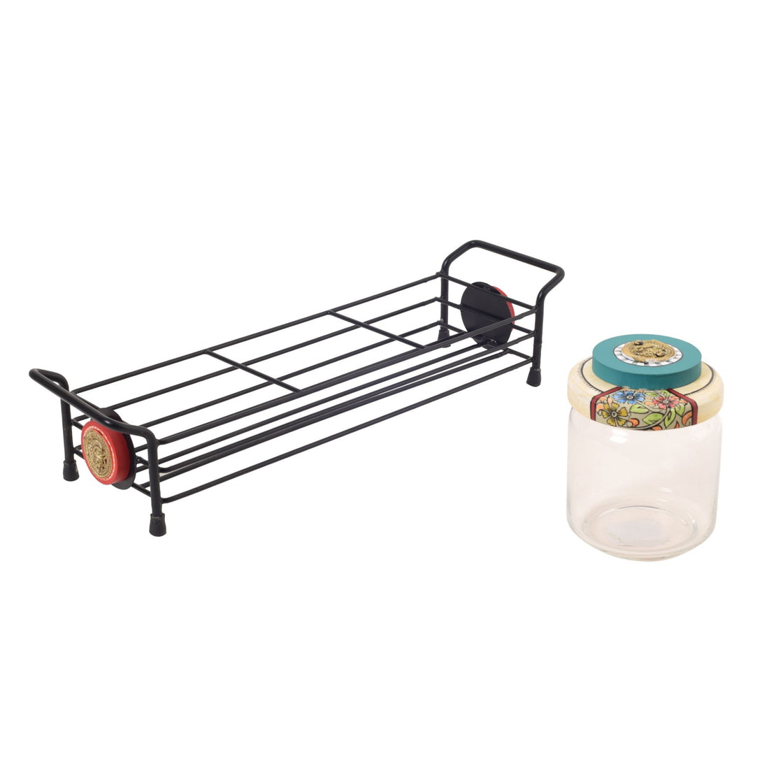 Sleek Metal Tray & Trio Jars Set